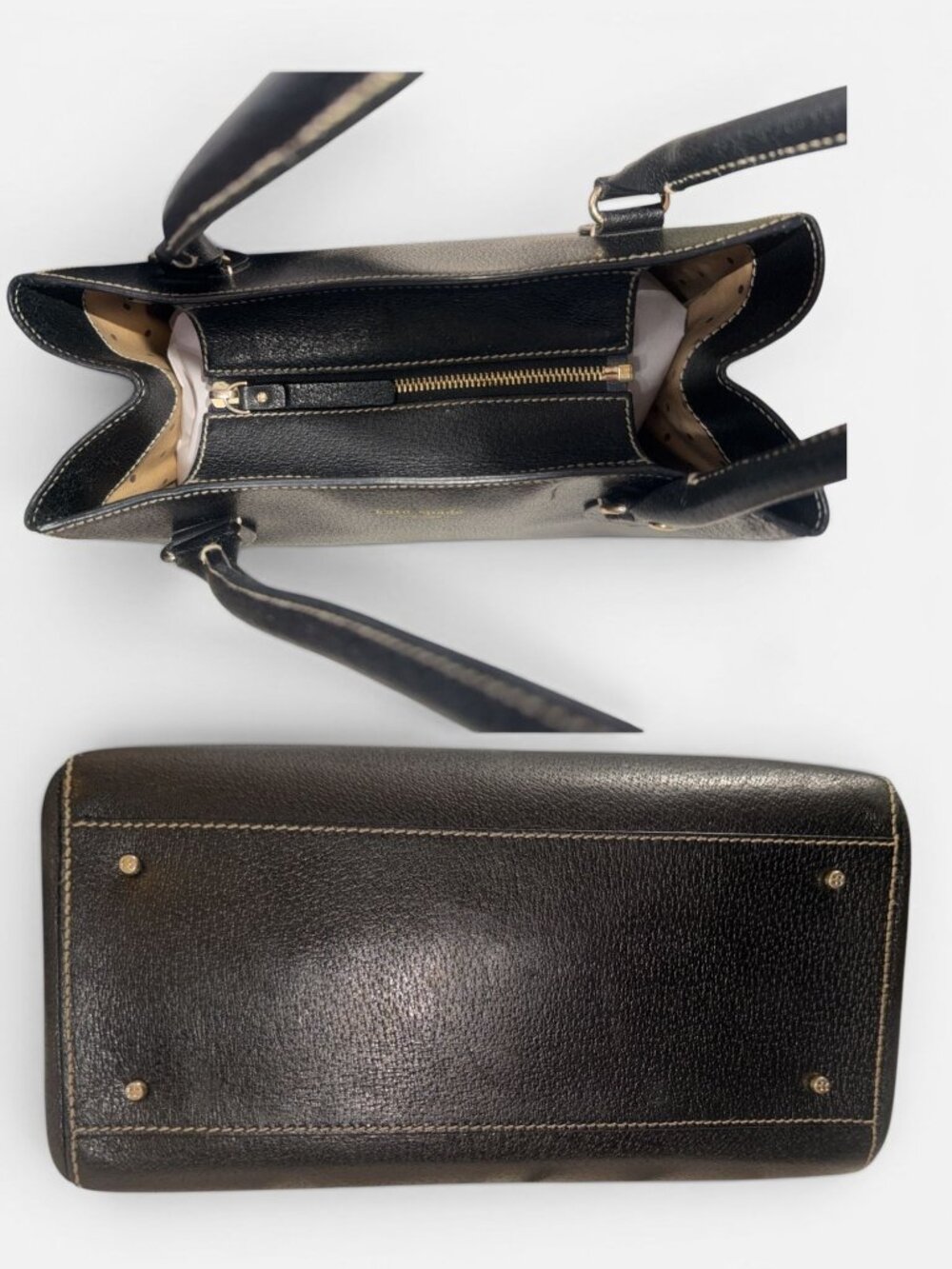VTG Kate Spade Wellesly Quinn Tote Black Boarskin Textured Leather Shoulder Bag - Picture 6 of 9